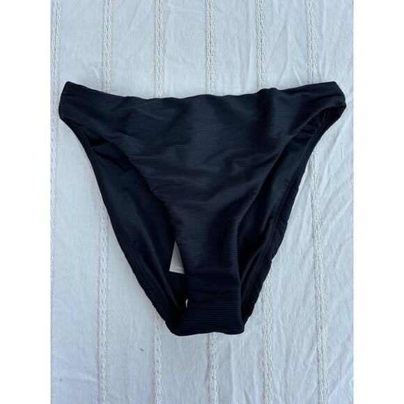 NWT J.Crew‎ Black Ribbed Bikini Bottom, Size S - Picture 1 of 7
